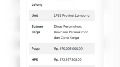 Tender Studi SPALD Lampung Rp 672 Juta Sudah Selesai, LSM PRO RAKYAT, Hasilnya Mana?
