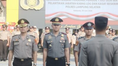 AKBP Toni Kasmiri Pimpin Kenaikan Pangkat 52 Personel dan Lantik Kabag Log serta Kasat Reskrim Polres Lampung Selatan